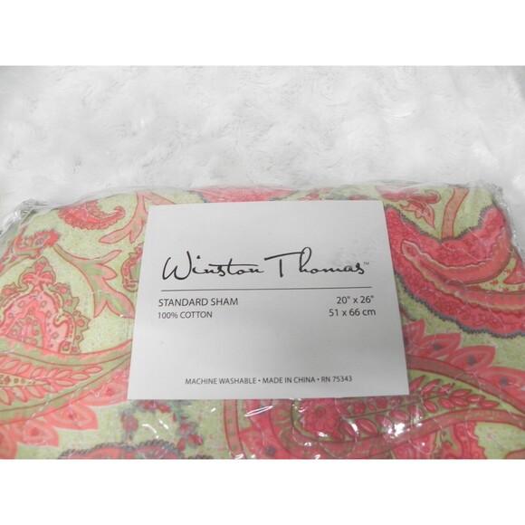 Winston Thomas Pink Paisley Standard Pillow Sham NOS - Picture 2 of 6